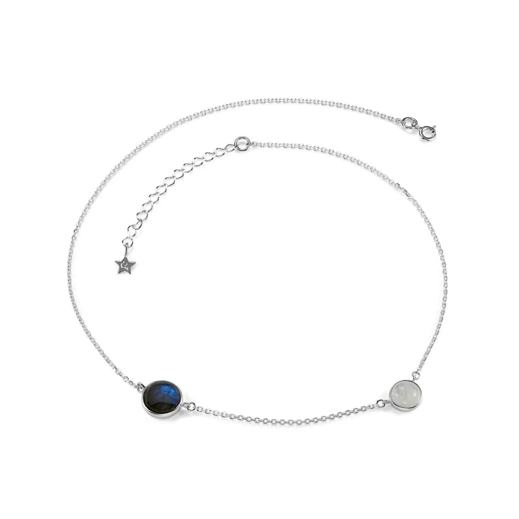Колье с лабрадором и лунным камнем