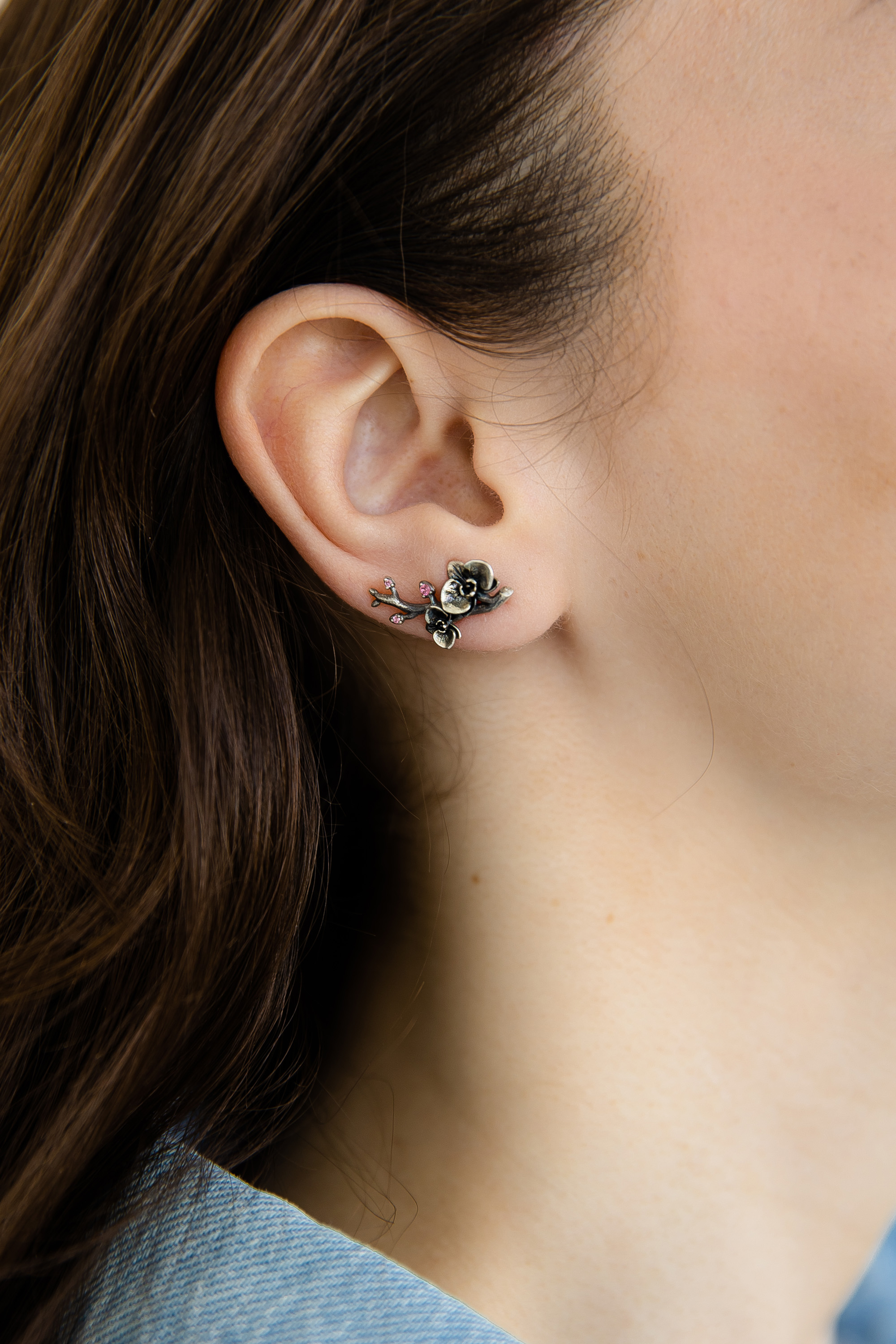 Серьги Орхидеи с турмалином  