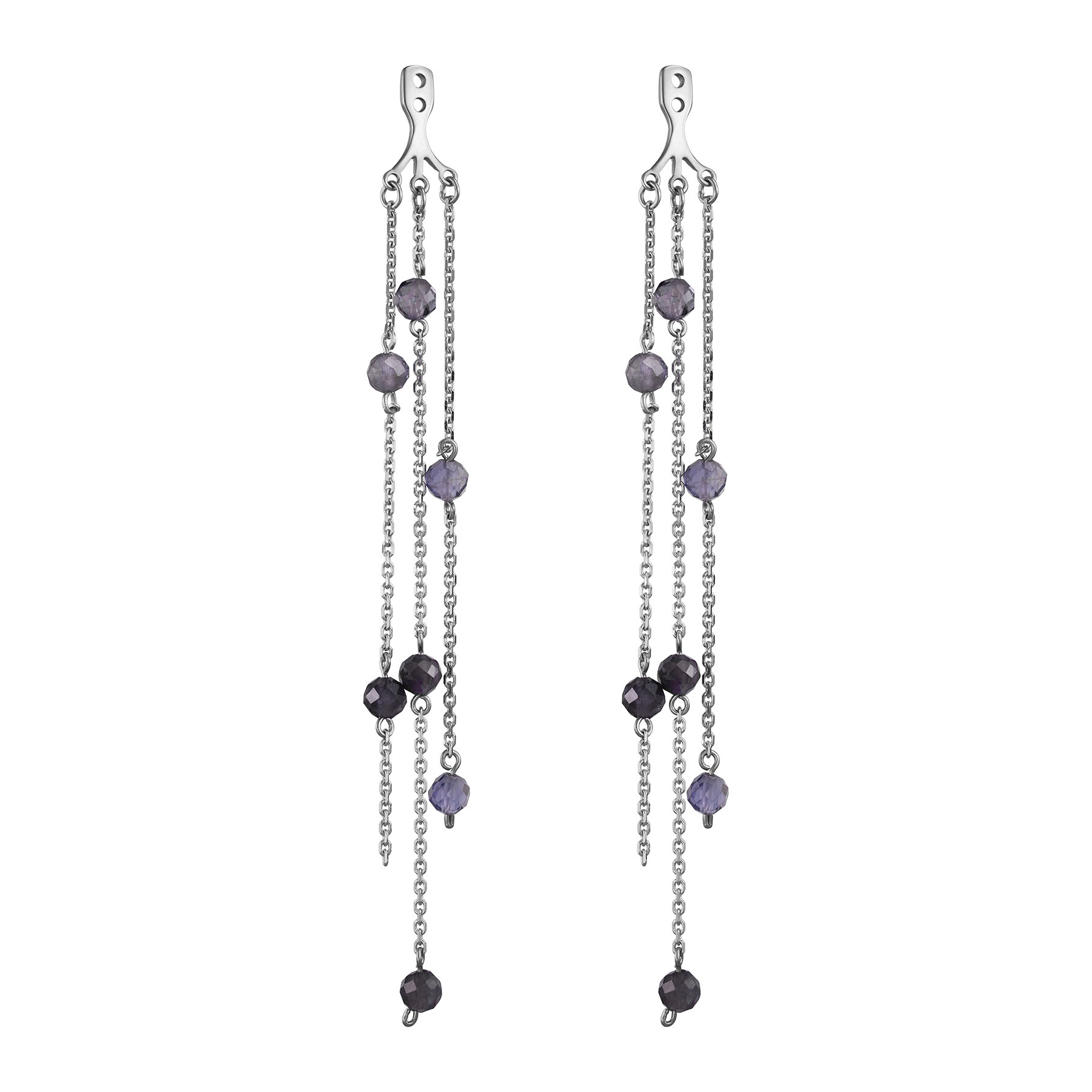 Серьги Джекеты с корунд сапф.