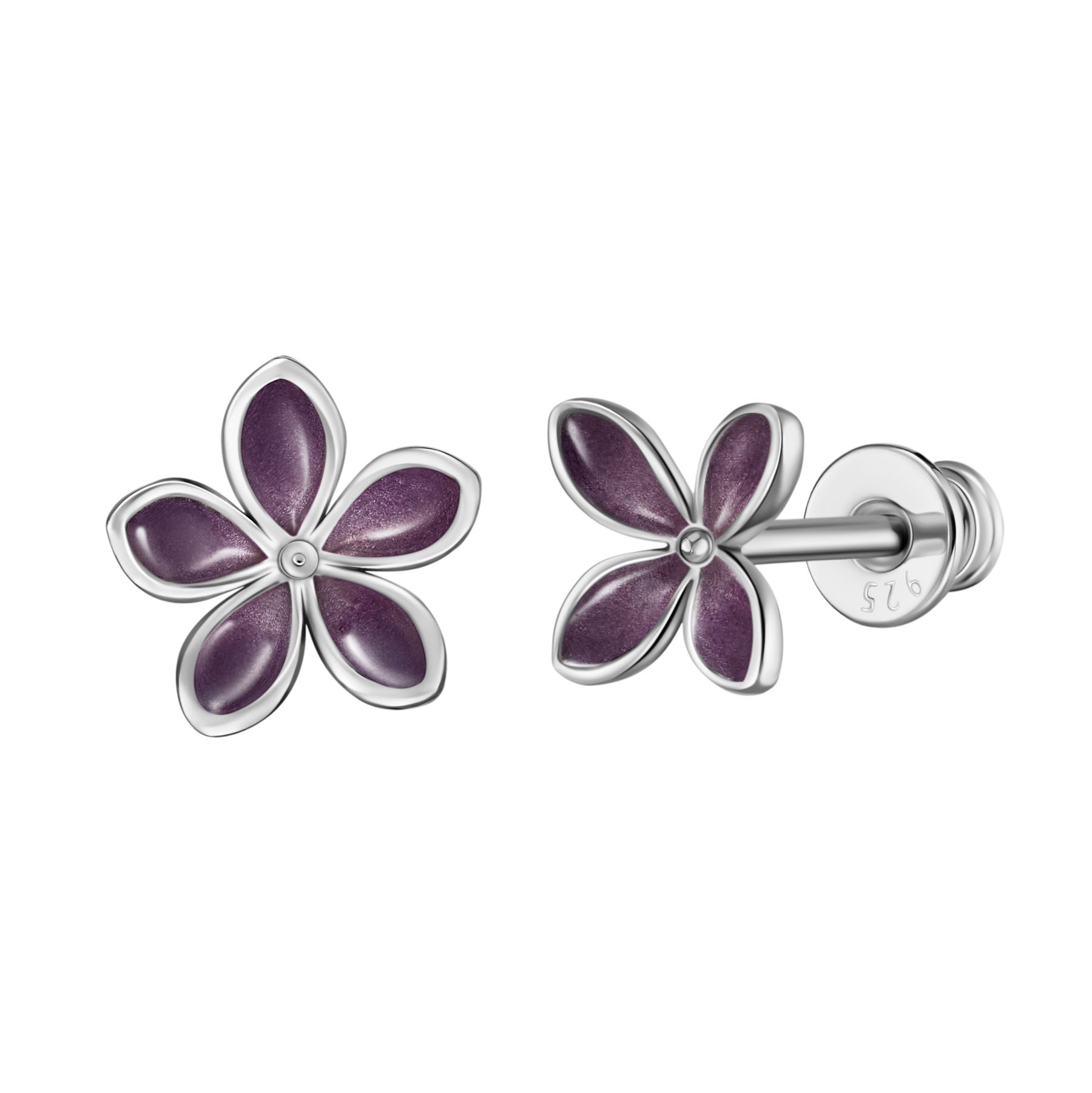 Пусеты Сирень горячей эмалью