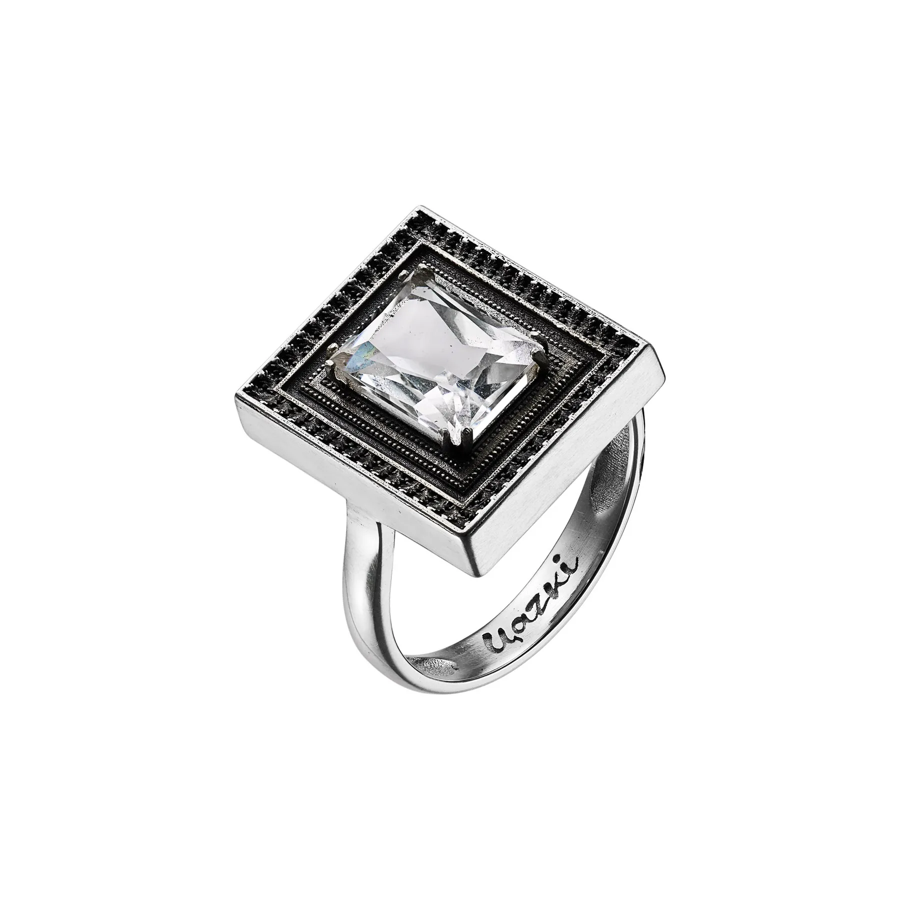 Кольцо Багет с горным хрусталем
