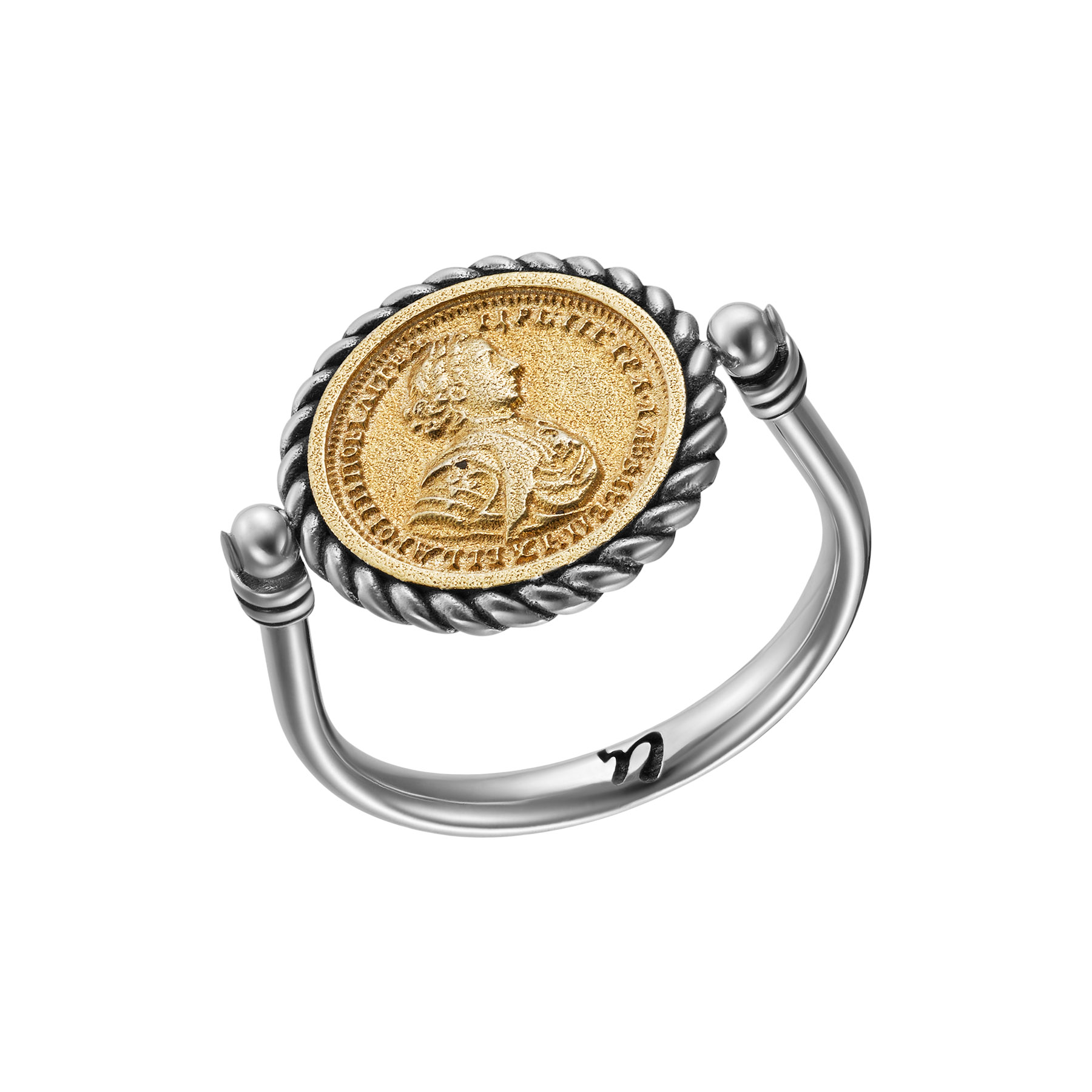 Кольцо Орел и Решка позолота